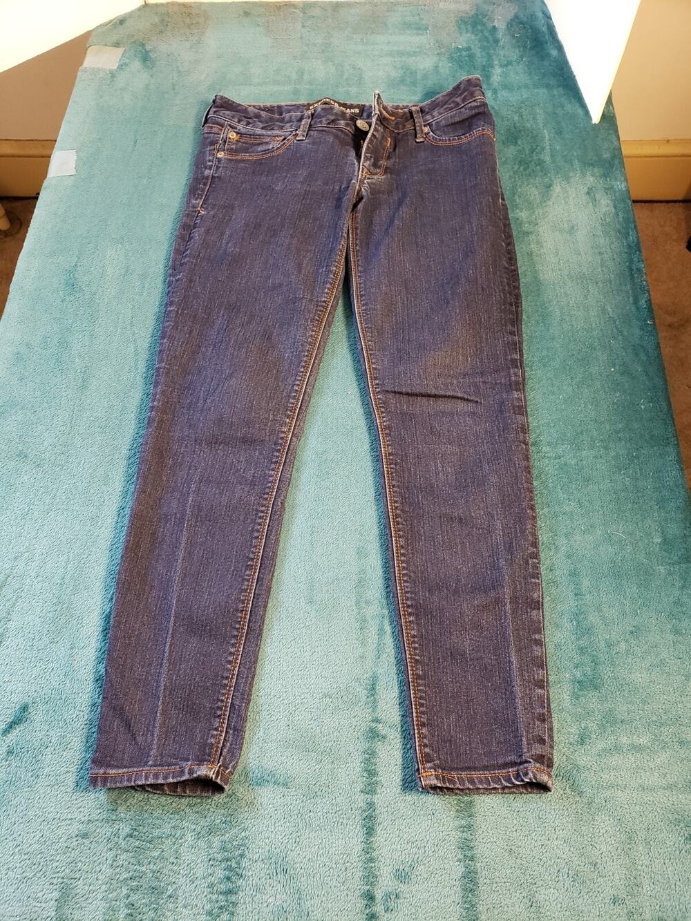Express Jeans Size 4 Short Womens Blue Stretch Pants Low Rise Stella Jegging